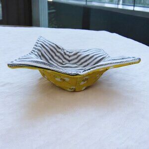 Microwave Bowl Cozy, Reversible Bees and Black and White Ticking Bowl Cozy